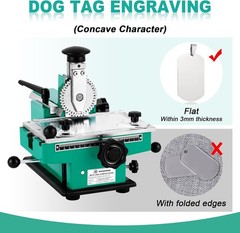Metal Nameplate Stamping Machine Semi-Automatic Embosser Dog Tag Printer Label M