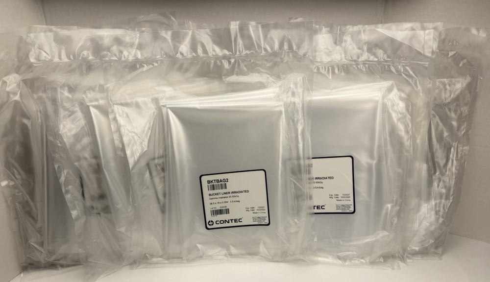 Contec BKTBAG2 Irradiated Bucket Liners 25-50kGy 26.5x18x0.004″ Qty.15×3 -45 bag