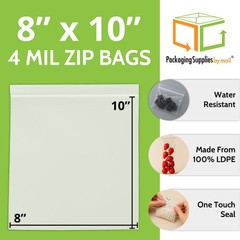 8″ x 10″ Zip Lock White Block 4 Mil Thick Resealable Transparent Bags 4000 Pcs