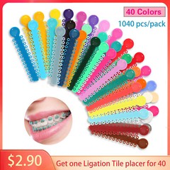 1040Pcs Dental Orthodontic Ligature Ties Braces Elastic Rubber Bands 40 Colors