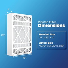 Bestair Hw1625-13R Ac Furnace Air Filter 16 X 25 X 4 Merv 13 Removes Allergens