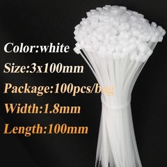 100pcs Cable Ties Black & White Premium Zip Ties Cable Tidy Long Short Small All