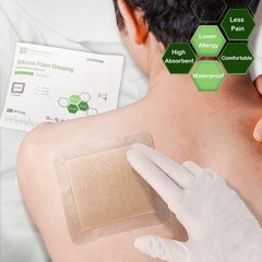 NeuHeils Silicone Adhesive Foam Dressing Bandage 6”x6” (Pack of 5), Tan