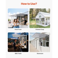 Uimoso 60x36in Concession Food Truck Service Window with Aluminum Alloy Awning