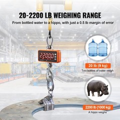 Digital Crane Scale, 2200 lbs/ 1000 kg, Industrial Heavy Duty Hanging Scale with