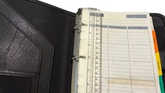 United States Navy 3 Ring Planner Black Leather Gold Stitched Logo Organizer