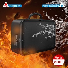 Black Fireproof Document Bag With Lock 3Layer Waterproof File Storage Case