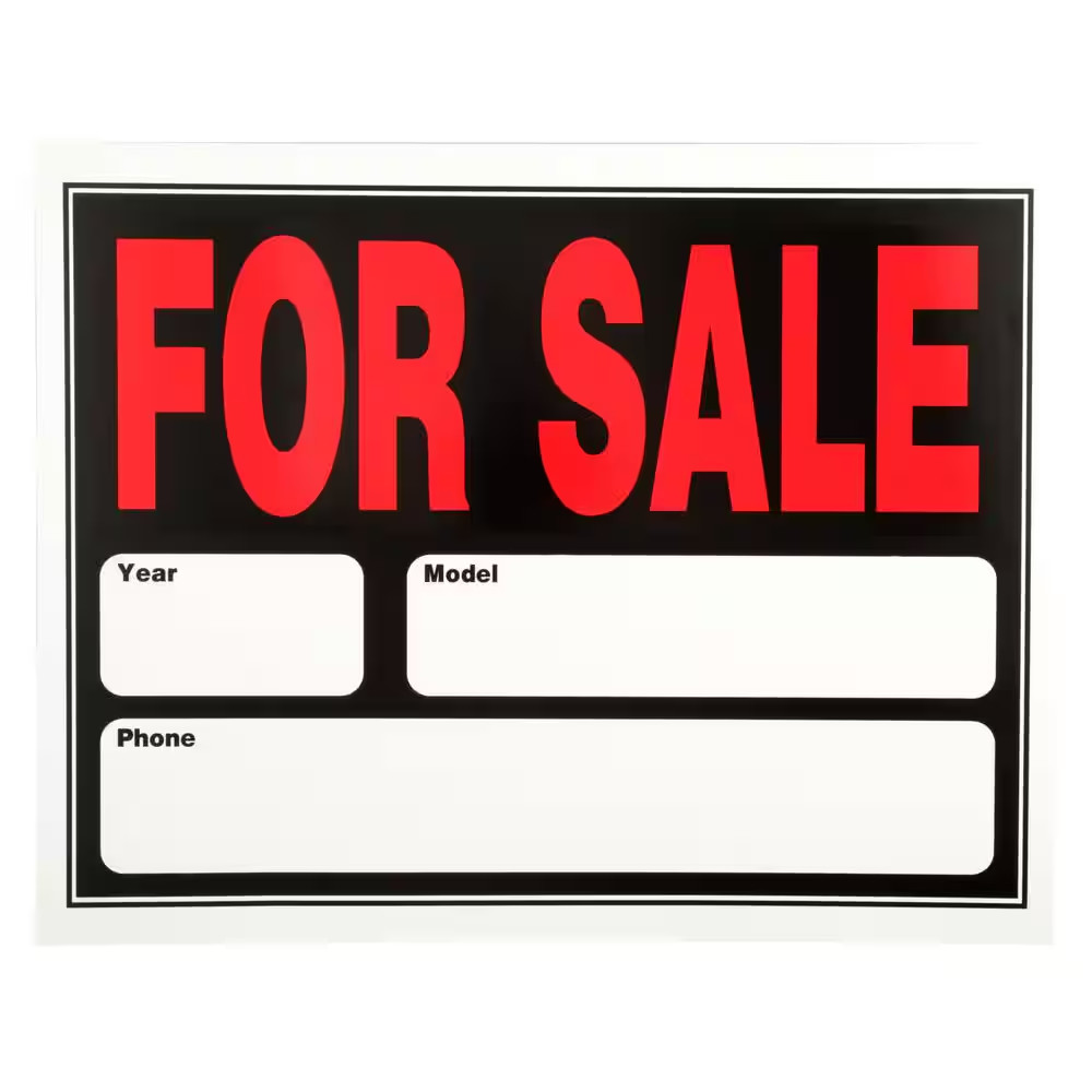 15 in. x 19 in. Plastic Auto for Sale Sign