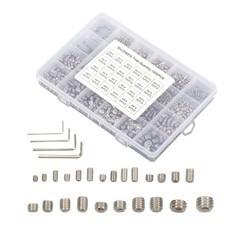 1500Pcs Fully Threaded Hex Socket Set Screw Assortment Kit 304 Stainless Steel