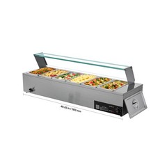 Uimoso Commercial Food Warmer with 6 Pans and Glass Shield for Buffet Use