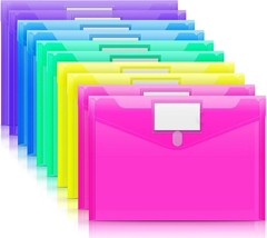 Colorful 10-Pack A4 Size Plastic Document Pouches – Waterproof & Durable Design