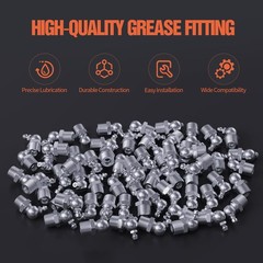 M8 Zerk Grease Fittings, Metric Grease Nipples with 45-Degree Angle, Grease F
