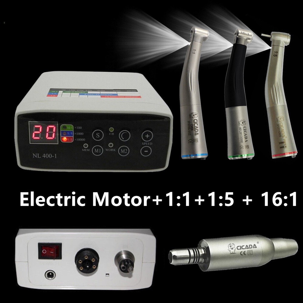 Dental Internal Electric Motor + 1:1 1:5 16:1 Fiber Optic Handpiece Contra Angle