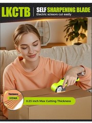 LKCTB Electric Scissors, Cardboard Cutter With LED Light, 2000mAh Battery *green