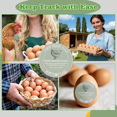 500 Pcs Egg Carton Stickers 2 Inch Farm Fresh Unwashed Eggs Labels with Collecte