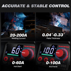 ARCCAPTAIN Stick Welder 200Amp ARC/MMA/Lift TIG Welding Machine 110V/220V IGBT🔥