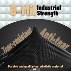 GP Craft Black Nitrile Gloves Diamond Grip 8Mil Disposable Latex Free 1000/Case