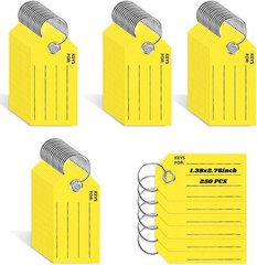 Yellow Key Tags with Labels and Rings: 1.38 X 2.76 Inches,