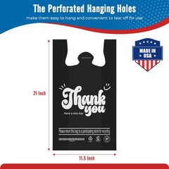 1000-2000 Thank You T-Shirt Bags 12″ x 6.5″ x 21″, Plastic Grocery Shopping Bags