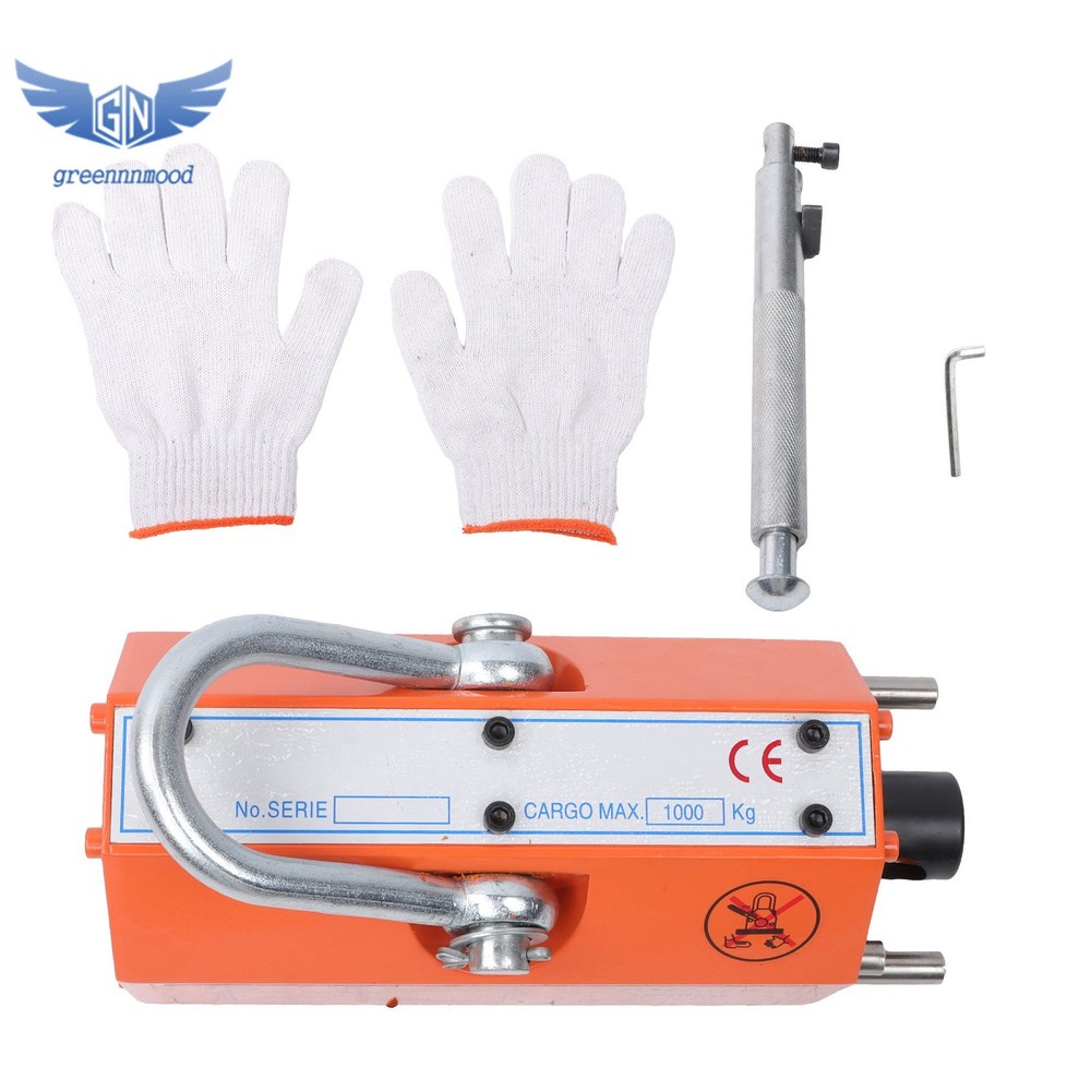 Magnetic Lifter Lifting Magnet Hoist 2200 lbs/1000 kg 2 Safety Factor Orange