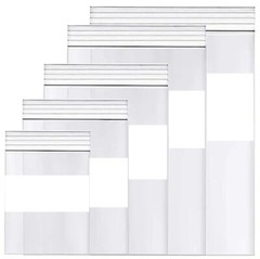 Writable WHITE BLOCK HEAVY DUTY 4Mil Clear Zip Seal Bags Reclosable Top Plastic