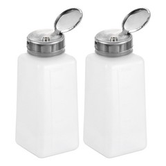 2pcs Solvent Alcohol Dispenser 250ml Push Down Nail Polish Remover Bottle White