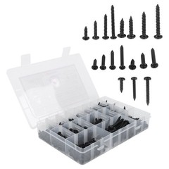 550Pcs 304 Stainless Black Wood Screws, Phillips Pan Head Assortment