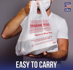 Thank You Plastic T-Shirt Bags 11.5×6.5×21 for Grocery Retail Shopping Carry Out