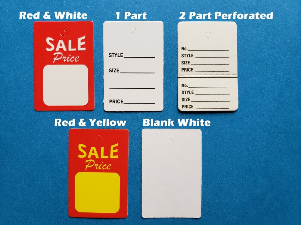 Unstrung Price Tags RED WHITE YELLOW Small Retail Sale Merch Coupon No String