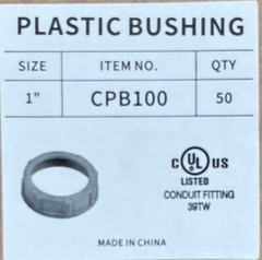 1″ Plastic Electrical Conduit Bushing; Box of 50