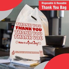 THANK YOU T-Shirt Bags 11.5″ x 6.5″ x 21″ White Plastic Shopping bag 50 – 1000