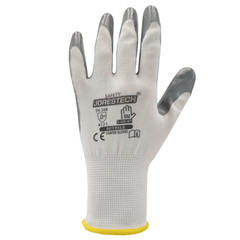 Grey Nitrile Dipped Poly Work Gloves ( 12 Pairs ) 1 Dozen JORESTECH