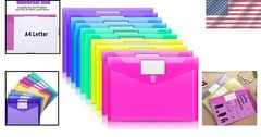 Colorful 10-Pack A4 Size Plastic Document Pouches – Waterproof & Durable Design