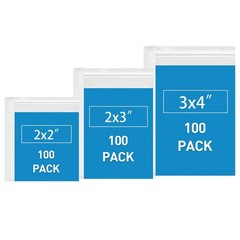 Small Plastic Bags, 300 PCS Mini Baggies 3 Sizes 2×2 2×3 3×4 Inch. Bags (Small)