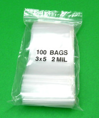 1000 Bags Reclosable 3×5 Clear 2Mil Baggies Squeeze Top Seal 3″ x 5″ Bags 1,000