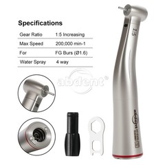 Abdent Dental 1:5 LED Fiber Optic Increasing Contra Angle Handpiece CE New