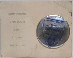 Vtg Aluminum Company Of America Employee Badge Cressonia Works ALCOA Phila Co