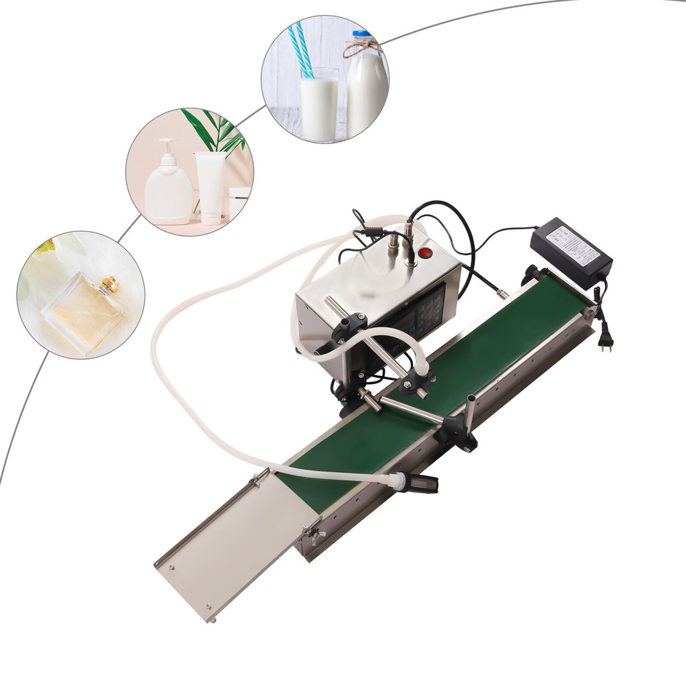 Conveyor Belt Single Head Liquid Filling Device Cans Bottles Filler Automatic