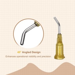 25Pcs 0.5Inch 17Ga 45° Angled Dispensing Needles, Dark Yellow