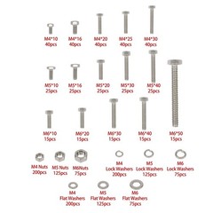 1600 Pcs Heavy Duty Bolts And Nuts M4 M5 M6 Flat & Lock Washers Assortment Kit