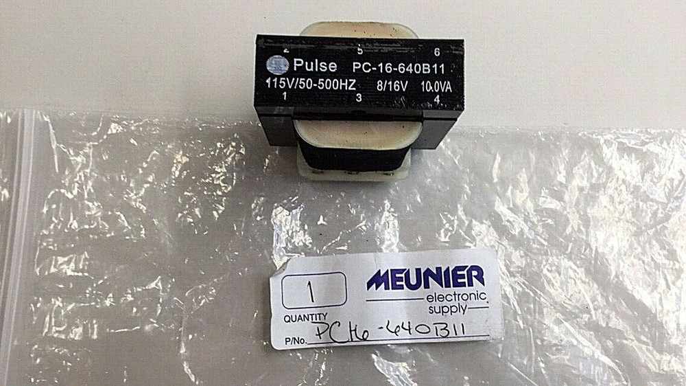 Meunier PC-16-640B11 Pulse Step Down Transformer 115V/50-500HZ 8/16V 10.0VA
