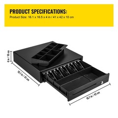 VEVOR Cash Drawer 16″ Cash Register POS System 5 Bill 8 Coin 3 Unlocking Ways
