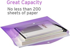 12 Eco-Friendly Plastic Folders with Colorful Snap Closure and Labeling Pockets