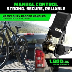 Rhino USA Ratchet Straps Tie Downs (4-Pack) – 1 Inch x 15 Feet (1,823lb Break St