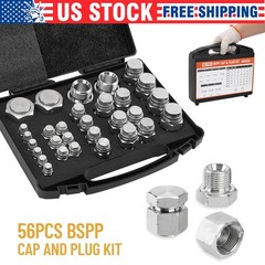 56 PCS BSPP Hydraulic Cap and Plug Kit with Precision Threading Galvanized Steel
