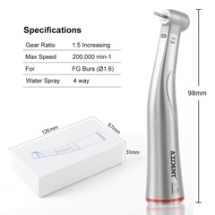 Dental LED Fiber Optic 1:5 Increasing Contra Angle Handpiece fit Electric Motor