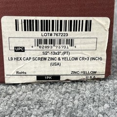 1/2″-13×3-1/2″ Hex Cap Screws Grade L-9 Bolts USA Zinc Yellow LOT OF 5