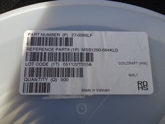 500 New Coilcraft MSS1260-684KLD P/N 217-0086LF(reel) Made in Vietnam. 684 Coilc