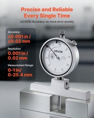 VEVOR Depth Gauge Micrometer 0-22in Range with 4 Anvils and 6 Rods Precision