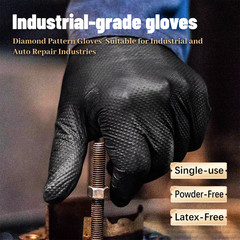 GP Craft Black Nitrile Gloves Diamond Grip 8Mil Disposable Latex Free 1000/Case